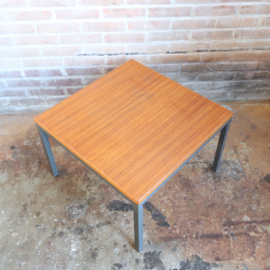 Vintage salontafel vierkant metaal hout mid-century