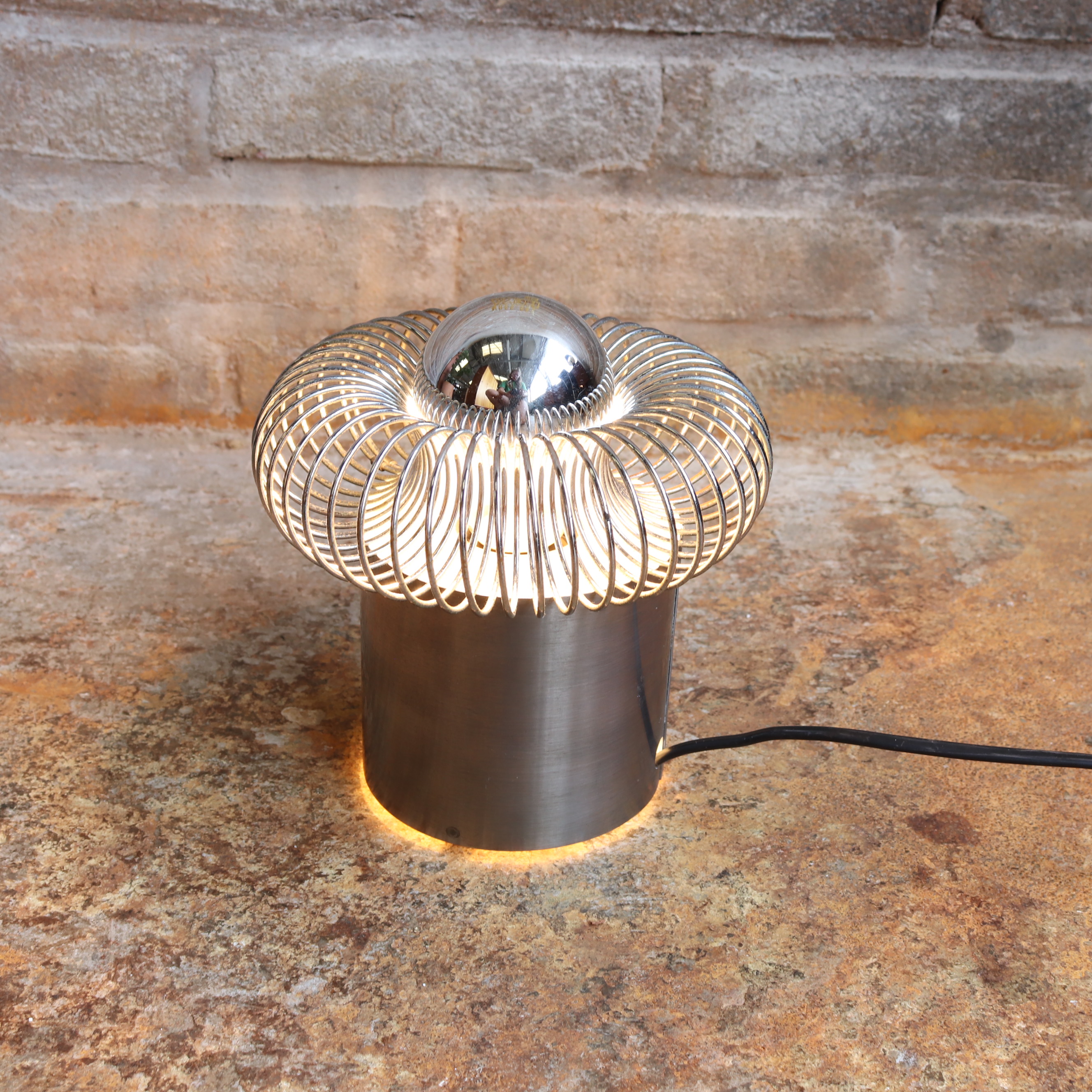 Philippe Rogier 70s design lamp rvs spiraal