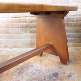 Vintage eiken eettkamer bank eettafel houten 1970