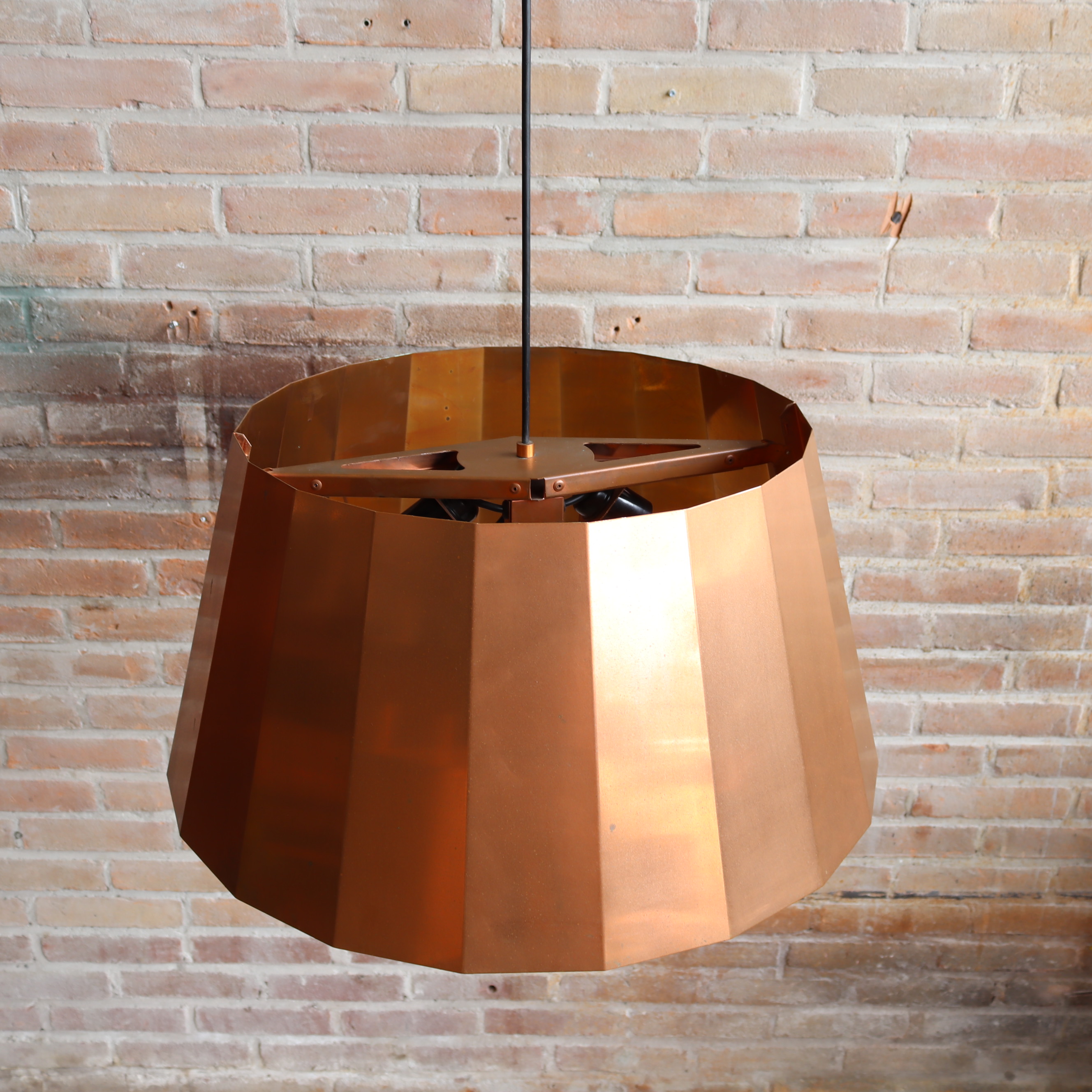 Design lamp Piet Hein Eek koper plisse hanglamp