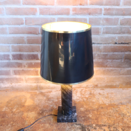 Vintage lampenkap zwart marmer messing goud