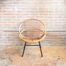 Vintage rotan stoel metaal