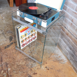platenspeler kastje van glas vintage jaren 60