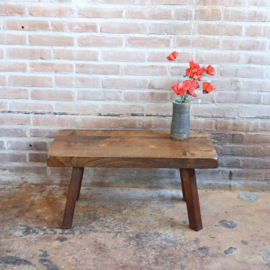 Vintage brutalist bijzettafel  salontafel eiken hout