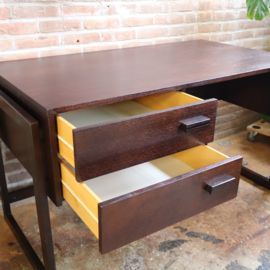 Vintage groot bureau jaren 70 donker hout