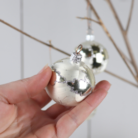 Vintage set 3 kerstballen glitter