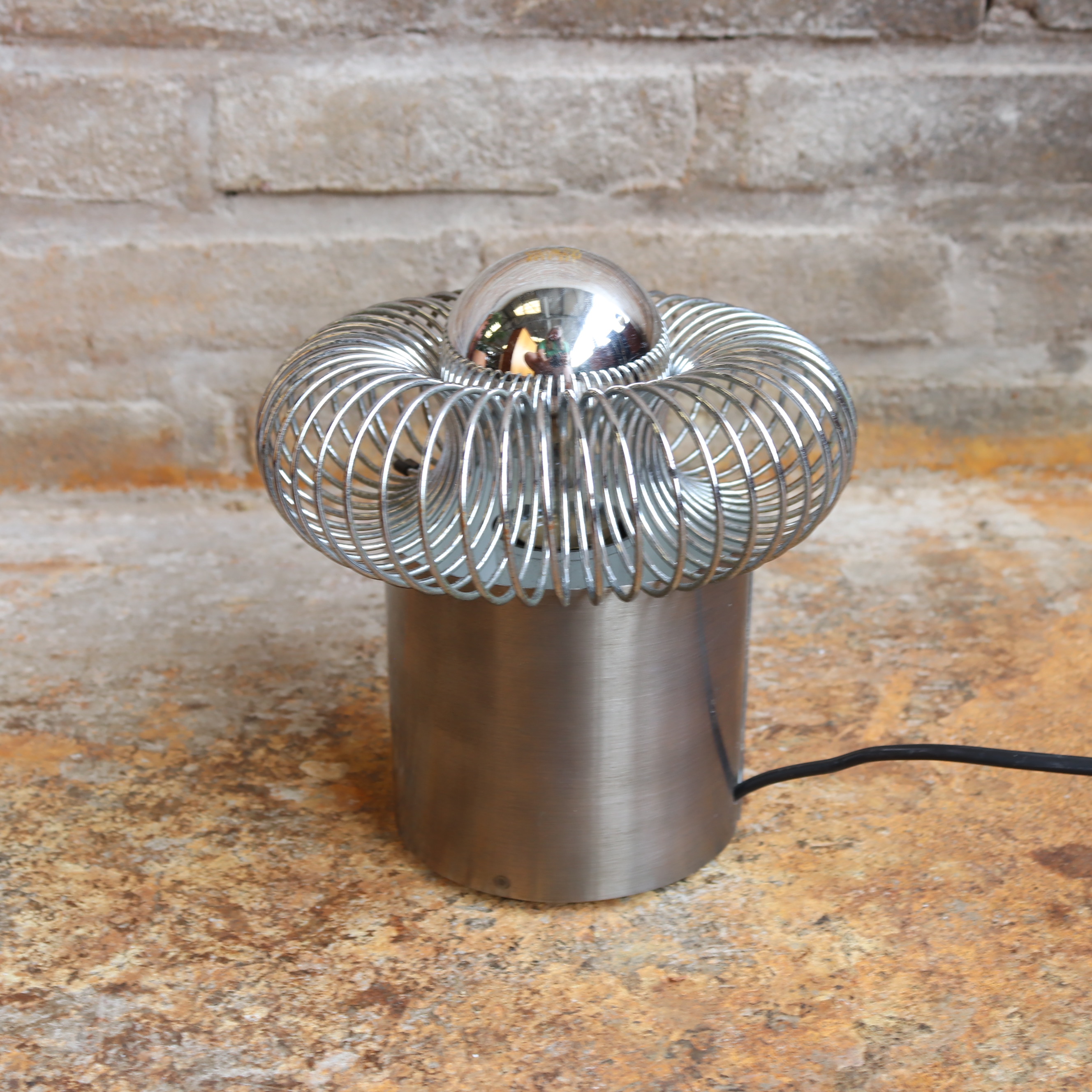 Philippe Rogier 70s design lamp rvs spiraal