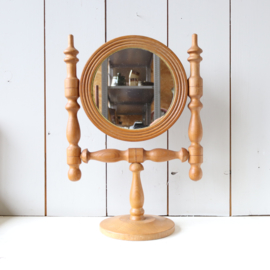Vintage houten tafel spiegel rond