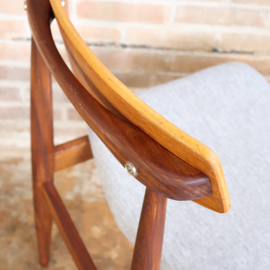 Vintage deense eettafel stoel grijs