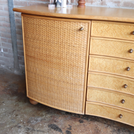 Vintage rotan dressoir bol poten