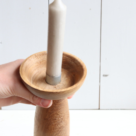 Vintage houten  kandelaar teak