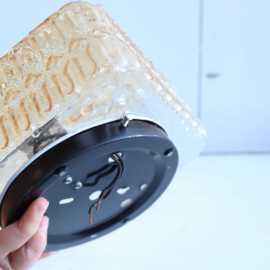 Vintage jaren 70 plafondlamp bubbel glas vierkant geel