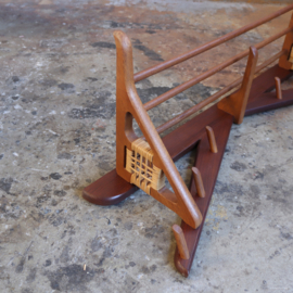 Vintage kapstok hout jaren 60 deens teak rotan