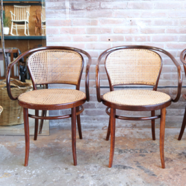 Vintage thonet stoelen armleuning webbing