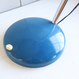 Vintage bureaulamp grote ronde kap metaal blauw