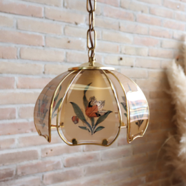 Vintage hanglampje klein messing glas