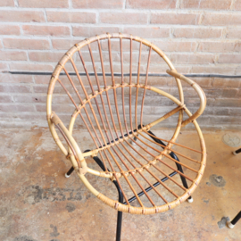 vintage rotan stoel metaal