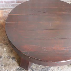 Vintage jaren 70 eik salontafel Brutalist Wabi-Sabi rond