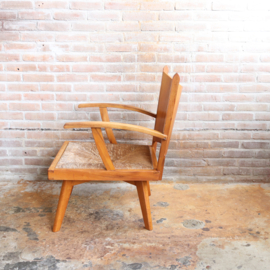 Vintage fauteuil hout riet