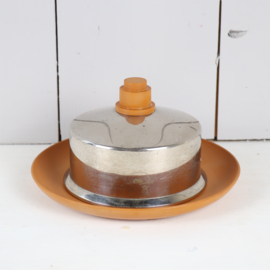 Vintage botervloot metaal oker geel Daalderop