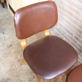 Set vintage stoelen bruin skai bekleding jaren 70