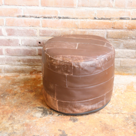 Vintage leren poef bruin