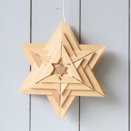 houten ster met licht