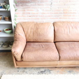 Vintage leren bank leolux  cognac