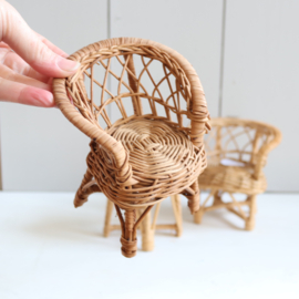 Vintage rotan poppenhuis meubels