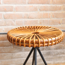 Vintage rohe noordwolde kruk rotan