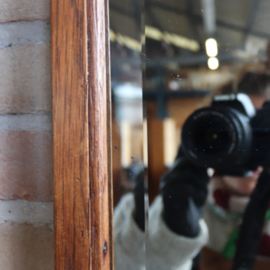 Vierkant houten spiegel vintage antiek