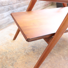 Vintage salontafel hout glas