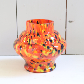 Vintage vaas spetter glas oranje