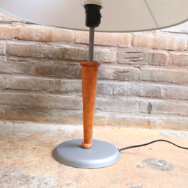 Vintage lamp hout grijs licht blauw groot 80s