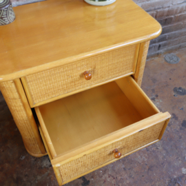 Vintage rotan ladekast nachtkastje