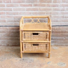 Vintage rotan nachtkastje