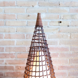 vintage vloerlamp staande lamp gevlochten riet stof Japandi