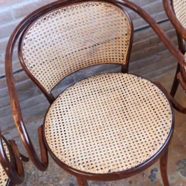 Vintage thonet stoelen armleuning webbing