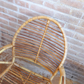 Vintage rotan fauteuil blad vorm