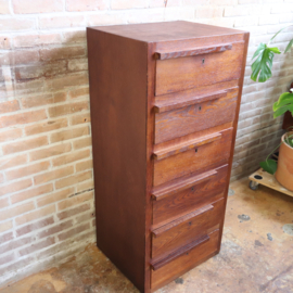 Vintage ladekast hoog smal archief kast