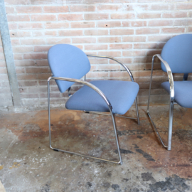 Vintage postmodern fauteuils chroom blauw lila