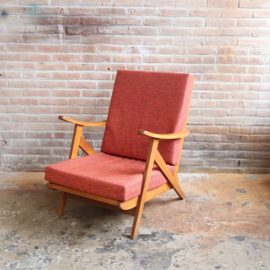 Vintage fauteuil jaren 60 oranje rood