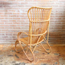 Vintage rotan fauteuil hoog rug