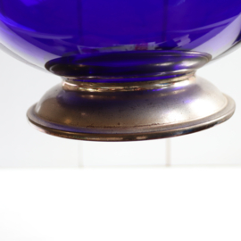 Vintage fruitschaal glas kobalt blauw