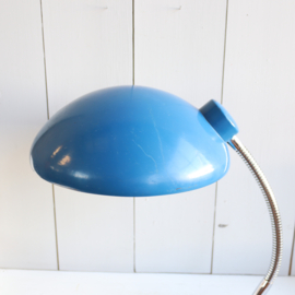 Vintage bureaulamp grote ronde kap metaal blauw