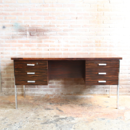 Vintage groot bureau jaren 70 donker hout