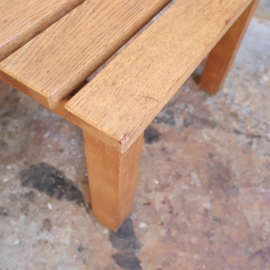 Vintage latten eiken salontafel bijzzettafel
