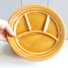 Vintage monkey platter / fondeu borden geel