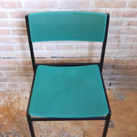 Vintage stoel zwart metaal groen stof