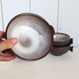 Vintage schaaltjes wit bruin ceramano germany